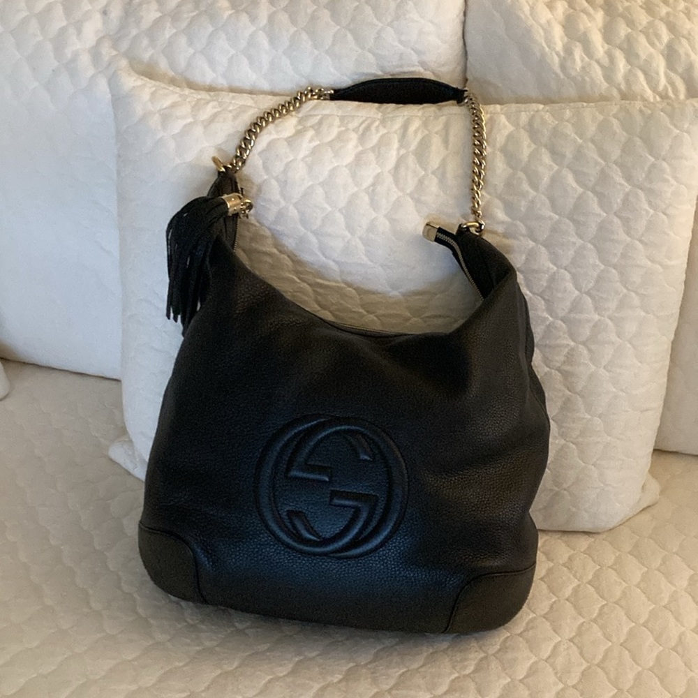 Gucci Black Leather Hobo Bag
